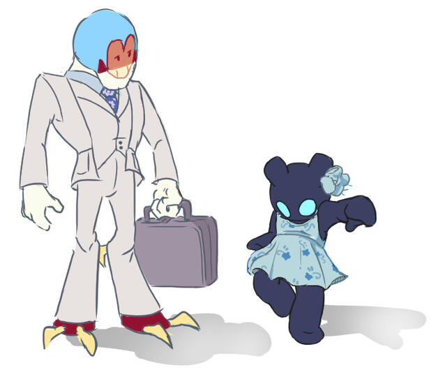 Delo and Psaw in Earth outfits