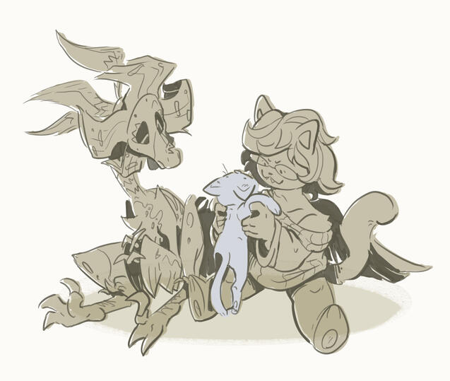 Popcorn with two cats. @eevie_p on twitter's the big one