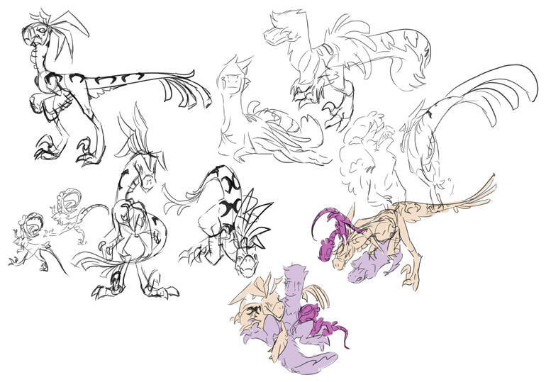 Raptor pack in a stack! I definetly draw them with less exaggerated proportions these days, very interesting