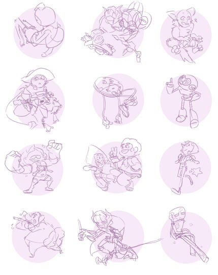 Some unfinished doodlidads of older comfort characters