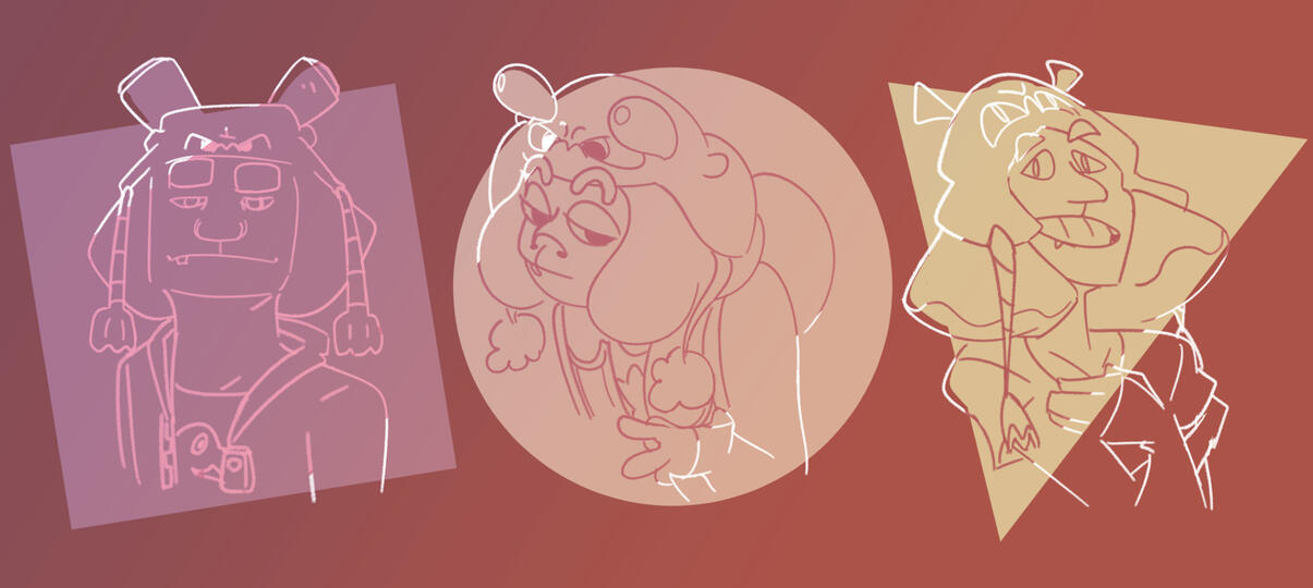 Class exercise to draw myself using different shape motifs