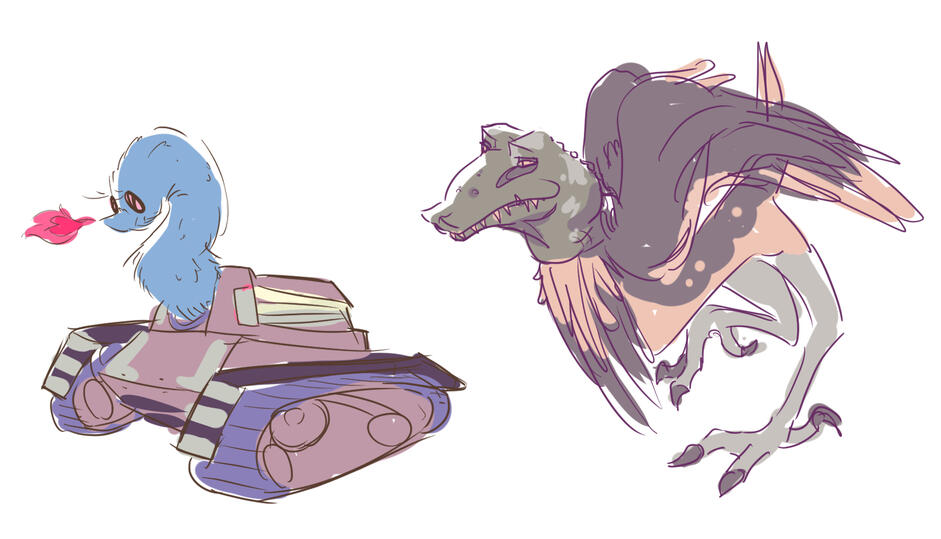 Design trade with @ESdraws on twitter that I drew both sides of. Was very happy to recieve a tank worm on a tank named Wonky
