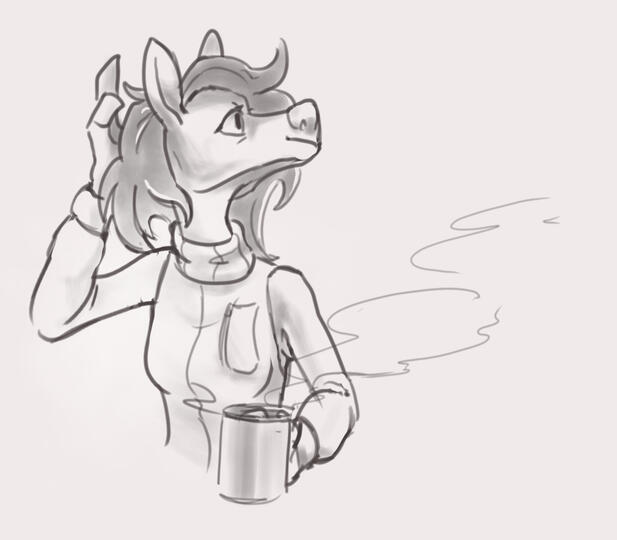 IN LOVE with @OverpricedChoco on twitter's discord's new fursona, a quick comfy doodle