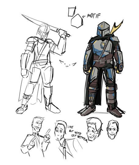 Mando in a Clone Wars 2D style I think?? Or just stylized in general. Ignore the Chris Traegers