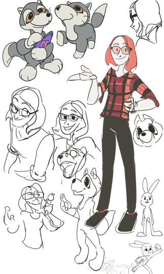 Figuring out the style and characters for a craft club at the library!