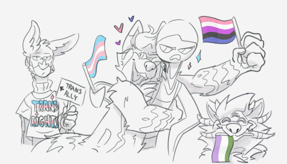 Trans visibility day 2022 is a day worth celebrating!! I'm so glad to know so many amazing trans peeps who can help me correctly portray these OCs