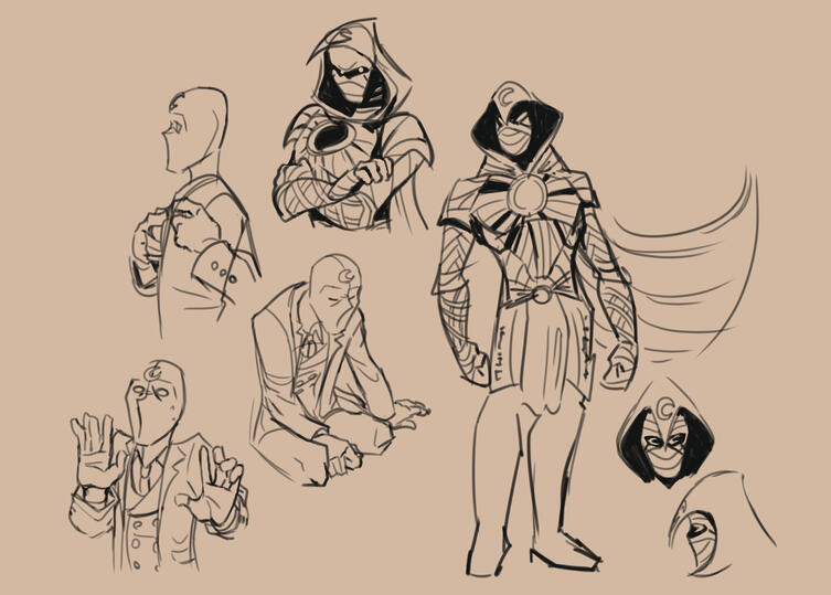 So Moon Knight, Moon Knight. Moon Knight. Figuring out how to stylize them
