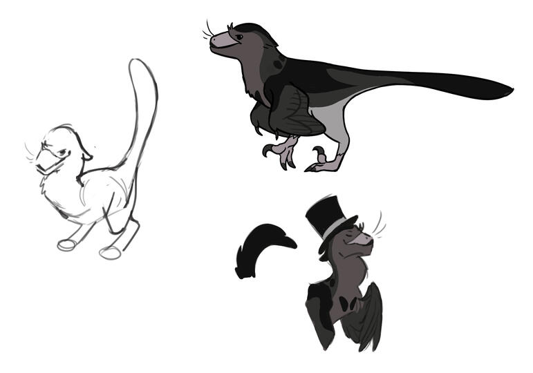 I wanted to make a dapper raptor OC, lil proud guy lookin suave and elegant with those thick grey feathers