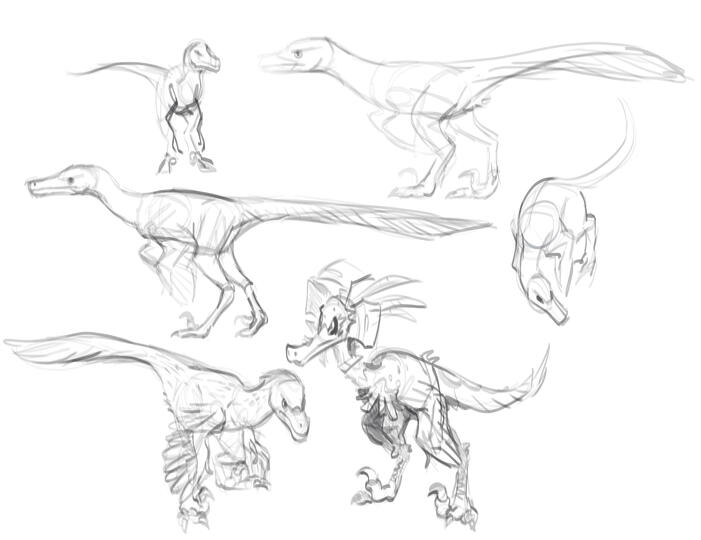 Raptor studies from back when I was fixating on Prehistoric Planet