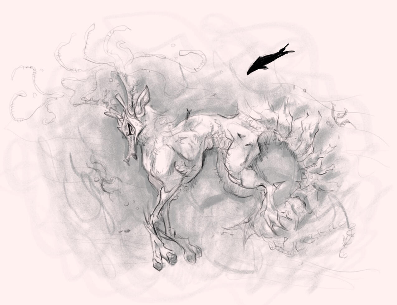 a corpse resting on the ocean floor