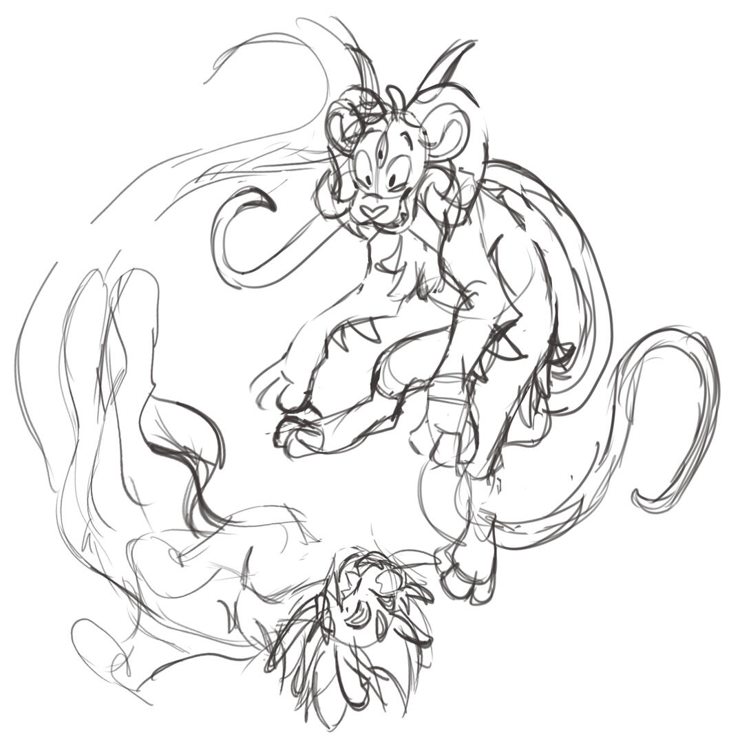 A probably unfinished doodle of these two alien furries