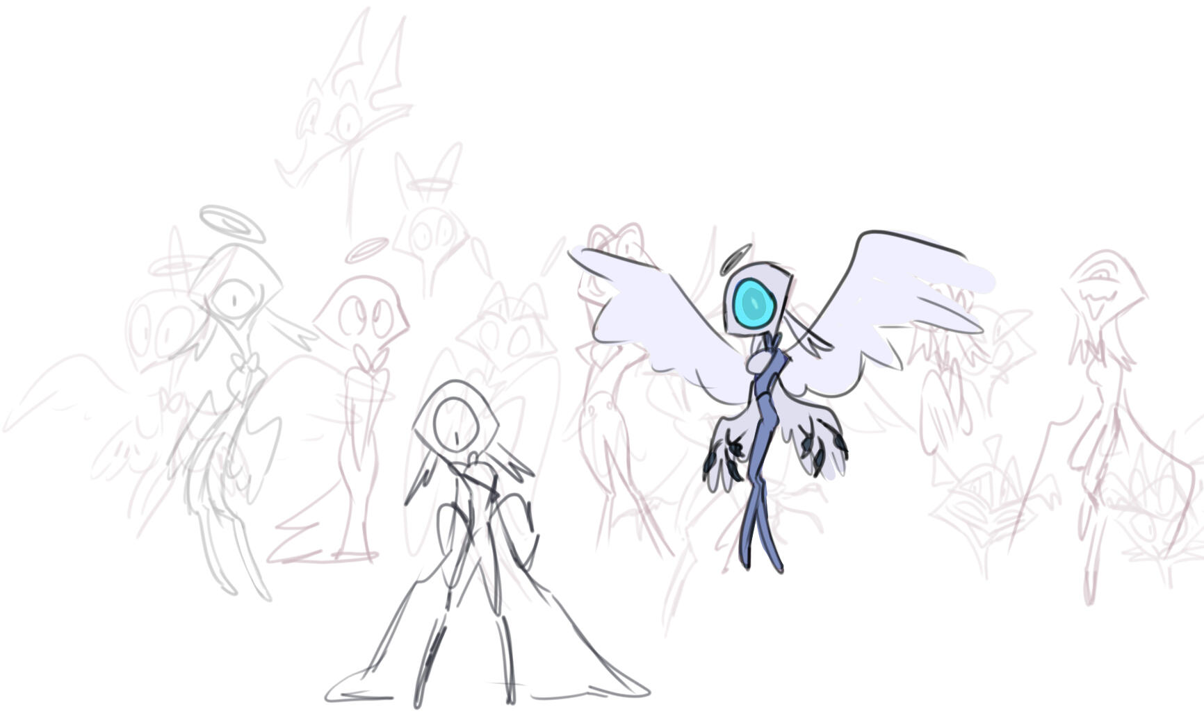 Was trying to design a Hazbinsona, this was the progress made. I am NOT mean enough to be a sinner so silly angel creature it is
